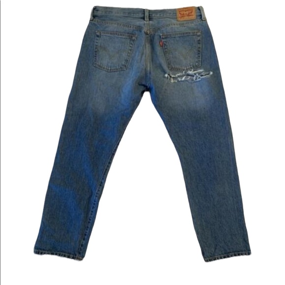 Levi's 501 Button Fly Distressed Blue Jeans Size 29x32 - Picture 2 of 4